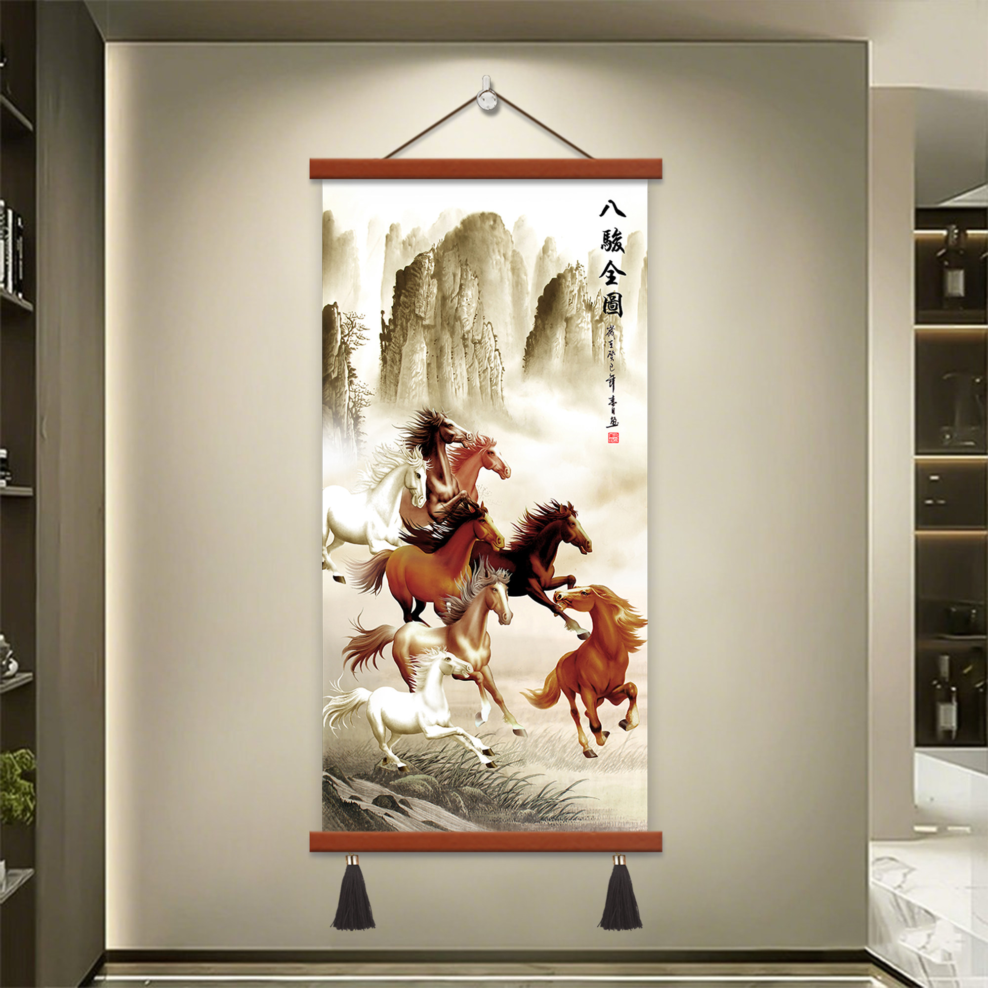 中国古美術 清時代　乾隆八駿図　人物掛け軸　激安骨董品　捲りBD682A13-2 八骏图卷-八骏图卷促销价格、八骏图卷品牌- 淘宝