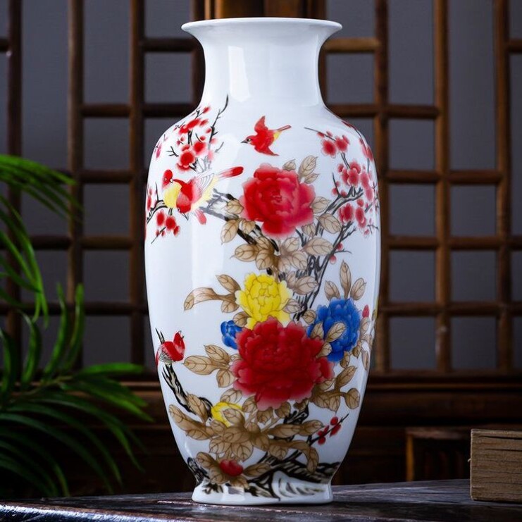 中国美術 古玩 米黄釉堆白花鳥花瓶 景德鎭製 中国美術 古玩 米黄釉堆白花鳥花瓶 景德鎭製 景德镇花瓶| eBay