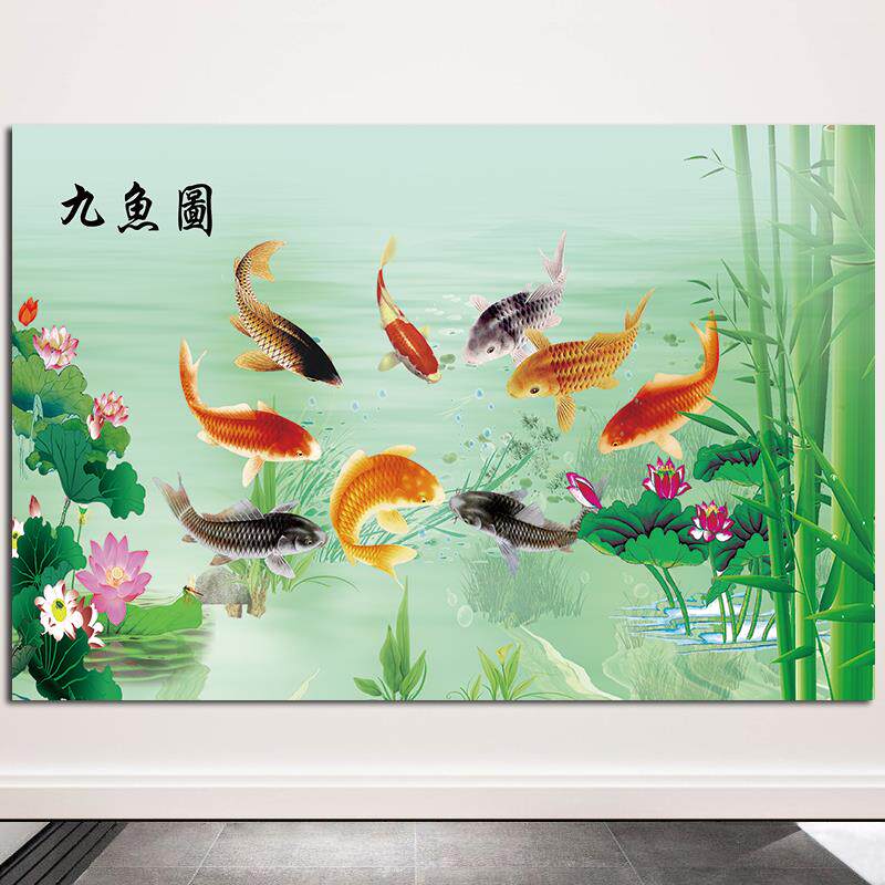 荷花九鲤图轴-荷花九鲤图轴促销价格、荷花九鲤图轴品牌- 淘宝
