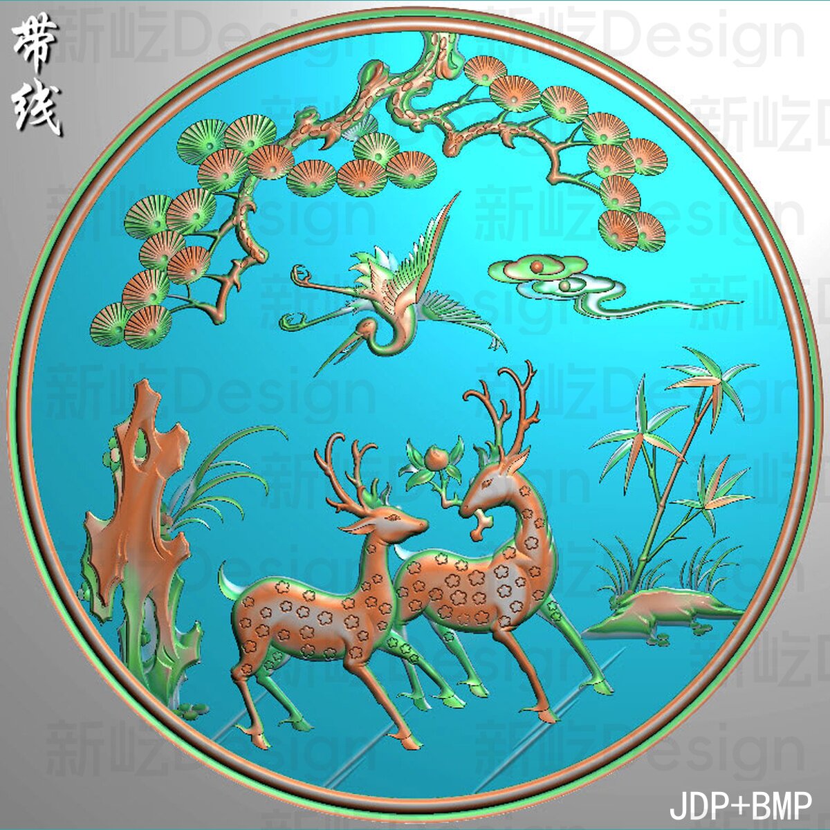 鶴鹿同春 广绣鹤鹿同春图- 故宫博物院