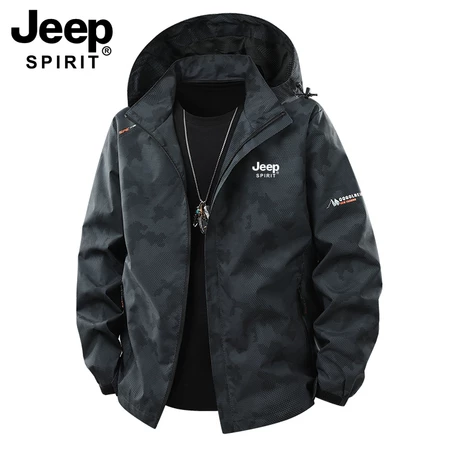 JEEP SPIRIT 吉普2025春秋季迷彩夹克冲锋衣男士户外登山防风外套