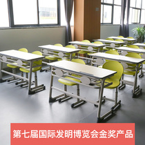 Yucai double desk and chair for primary and secondary school students tutoring class training table Childrens home school learning writing desk set