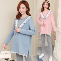 Pregnant women autumn suit fashion model 2021 new cotton pregnant women T-shirt top long pregnant women base shirt