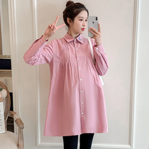 Pregnant Woman Spring Clothing 2021 Tidal Moms Long Sleeve Shirt Blouses Han Version Hot Mother Spicy Net Red Pregnancy Woman dress Spring and Autumn Clothes Dress