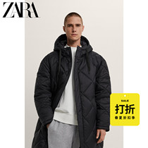 ZARA discount season] Mens diamond plaid long cotton parker jacket 08281419800