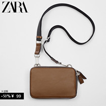 ZARA Special Price Selected Mens Bag Brown Casual Single Shoulder Diagonal Satchel Tide Bag 3607920105