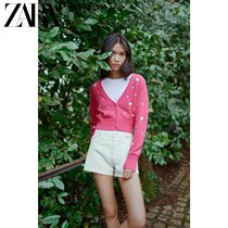 ZARA spring new womens dress Coloured splicing embroidered knitted jacket 6771034620