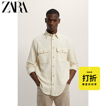ZARA Discount season] Mens straight cotton pocket long sleeve shirt 04127499712