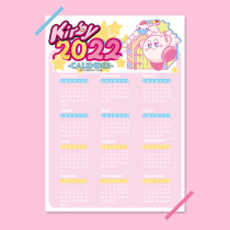 Silin homemade star Kabi 2022 calendar cute pink calendar bedroom wall decoration wall stickers