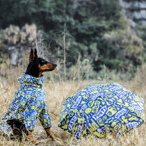 QZee people with umbrella pet dog parent-child printed black rubber sunscreen triple-fold automatic umbrella person to wear a hitchhideism
