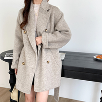Double - sided cashmere coat girl 2022 new short - end double - sided double - sided autumn and winter coat