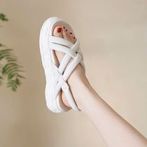 Luxe hide the beauty ~ 2022 Summer new thick bottom sandals women Rome weave dissolved pine pastry shoes