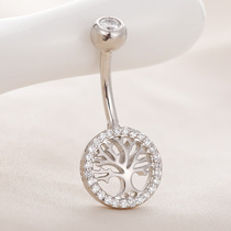  European and American S925 sterling silver wishing tree umbilical nail hypoallergenic personality navel ring delicate belly nail belly dance puncture jewelry