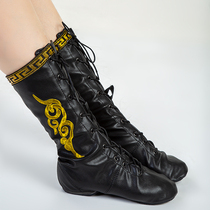 Ethnic Soft-bottom Dance Boots High Drum Canvas Embroidered Leather Boots Mongolia Horse Boots Tibetan Dance Shoes Practice Boots Male and female artistes