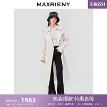 (Same style in shopping mall) MAXRIENY large lapel trench coat womens 2022 spring new modern waist coat long