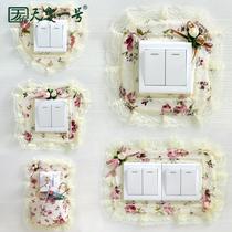 b3 Switch Protective Sleeves Cloth Art Lace Double Switch Sticking Wall Patch Creative Living Room Border Light Socket Decoration Brief