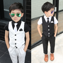 Handsome boy dress Summer Boy host catwalk clothing childrens suit piano performance uniform British