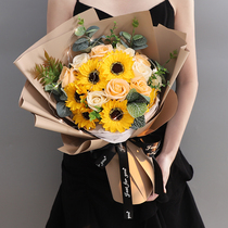 Xue Yinong Graduation Bouquet Sunflower Dried Flower Bouquet Simulation Flower Bouquet Gift for Girlfriend and Girlfriend Niche Gift