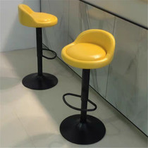 Modern simple fabric bar chair with backrest lift chair rotatable bar chair home creative wax leather dining chair