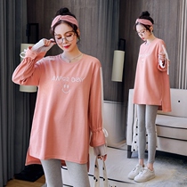 Pregnant women spring clothes t-shirt suit fashion 2020 new summer loose medium long autumn tide mom hot mom personality