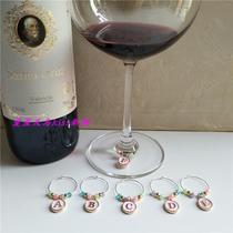 New letter wine glass marker ring Fashion Metal wine glass label Party wine glass marker Cocktail glass mark