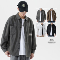 Japanese tooling shirt men long sleeve autumn and winter plus velvet thickened loose shirt trend casual shirt coat clothes