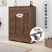 Fingerprint with lock shoe cabinet home door corridor staircase door outside cabinet outdoor corridor wheel movable shoe cabinet solid wood
