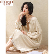 Lady Sleeping Dress Spring Autumn Season Pure Cotton Long Sleeves Senior Sensation In a Home Home Sweetness Princess Wind Loose Sleepwear Summer