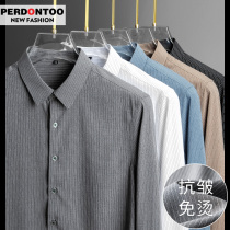Spring Autumn shirt men long sleeve striped leisure business professional shirt 2021 new trend slim white inch shirt