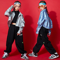New Years Day Girls hip-hop hip-hop suit Umbilical hip-hop suit Childrens jazz dance costume Girl performance suit Practice suit