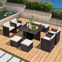 Outdoor rattan sofa table and chair combination furniture living room rattan outdoor courtyard terrace Leisure Garden simple rattan chair