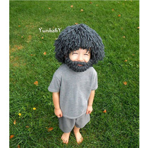 Super cute winter personality childrens hat wig hat baby hat autumn winter male treasure Net red baby wool hat girl