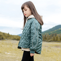Girls down clothes light and thin winter 2021 new foreign air white duck suede childrens winter clothes big child female down thickened jacket