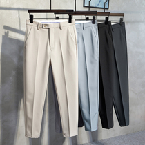 Net red casual slim nine small trousers mens summer thin trend dk light mature wind professional dress suit pants