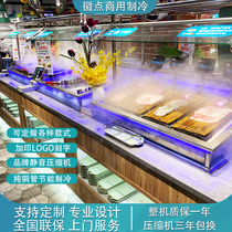 Ming stall seafood spray ice table blue ice trough buffet sashimi ice tray embedded dish ice table