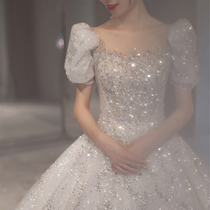(Caroline)French main wedding dress 2021 new bride court style high-end heavy industry luxury temperament big tail