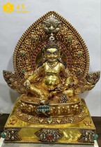 Danvan Nepal Masters works Yellow Caijing Buddha Statues bouquets bouquets of pure handmade bouquets inlaid with pure silver 46cm