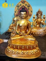 Nepal full gilt filigree backlit Amitabha Buddha Statue Boutique double-seated Buddha Tathagata Copper Buddha height 33cm one foot
