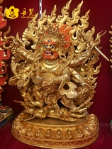 Dan Fan Nepal six-armed Mahakala Buddha Statue Fully gilded six-armed large black sky bronze statue is 38cm high