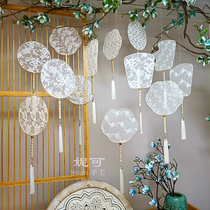 Neoclassical Chinese lace fan pendant Wedding decoration shop decoration Photography props Aerial ceiling hanging