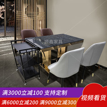 Tempered glass hot pot table induction cooker integrated commercial non-smoking Table restaurant restaurant one person one pot table and chair combination