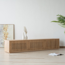 Black walnut solid wood grille TV cabinet 1 8m white oak Japanese living room floor cabinet Nordic bedroom locker