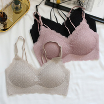 Japan peace of mind no trace one-piece lace bra comfortable without steel ring gathering beautiful back thin shoulder strap thin underwear women