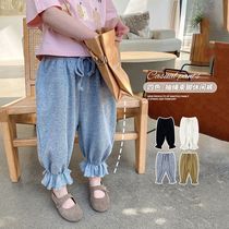 Baby casual pants outer wear childrens clothing girls  pants swimsuit 2021 new foreign style Korean version of childrens loose sports pants