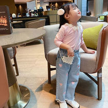 2021 new childrens clothing girls long sleeve T-shirt sweater foreign-style childrens spring and autumn clothing sweet bow coat tide