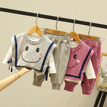 Three sets of childrens clothing for men and women children spring and autumn clothing set Net red 2021 New Baby foreign style clothes