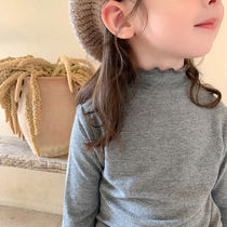 2021 new childrens turtleneck base shirt swimsuit Western style long-sleeved T-shirt baby top tide childrens clothing girls spring and autumn 3