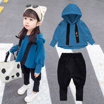 Childrens spring and autumn clothes female baby autumn clothes 2021 new two-piece suit Korean version of the net red girl clothes Western style children