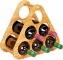Xiaoyu Relaxdays Wine Rack 6 Bottles Decorative Pyramid Bamboo Triangle Red Wine Rack