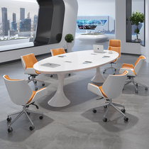 Conference table baking varnish oval simple modern white large net red anchor table and chair combination training table negotiation long table